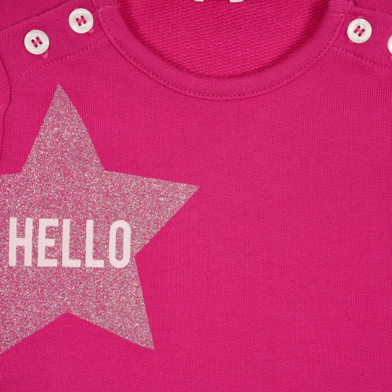 Μπλούζα με τύπωμα και επιγραφή για ένα μωρό, σκούρο ροζ Benetton 228754 2