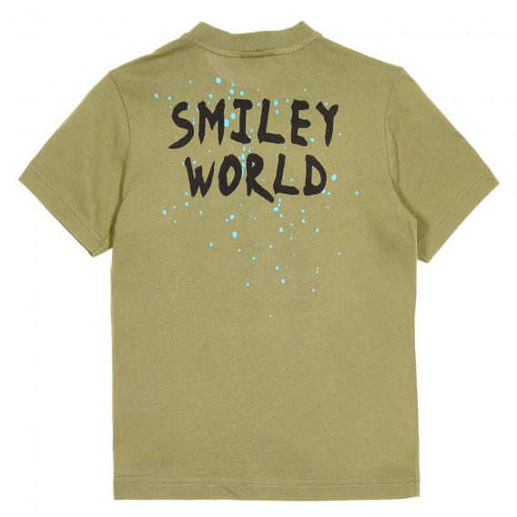 Βαμβακερό μπλουζάκι με τύπωμα emoticon, πράσινο Benetton 228776 4