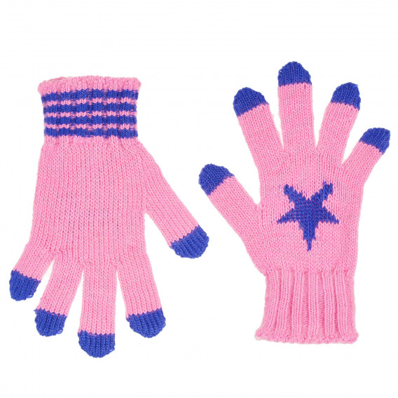 Γάντια με πολύχρωμες πινελιές, ροζ Benetton 228817 