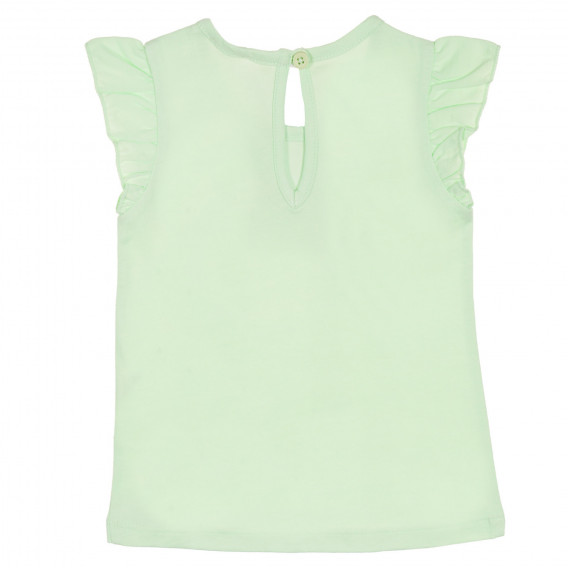 Βαμβακερό μπλουζάκι με κέντημα και μπούκλες για ένα μωρό, πράσινο Benetton 228828 4