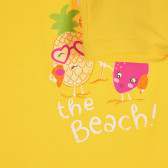 Βαμβακερό μπλουζάκι με επιμήκη πλάτη και εκτύπωση για ένα μωρό, κίτρινο Benetton 228839 3