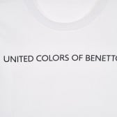 Βαμβακερό μπλουζάκι με το εμπορικό σήμα, λευκό Benetton 228877 2