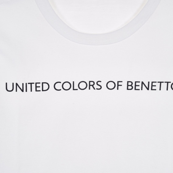 Βαμβακερό μπλουζάκι με το εμπορικό σήμα, λευκό Benetton 228877 2