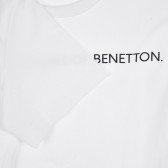Βαμβακερό μπλουζάκι με το εμπορικό σήμα, λευκό Benetton 228878 3