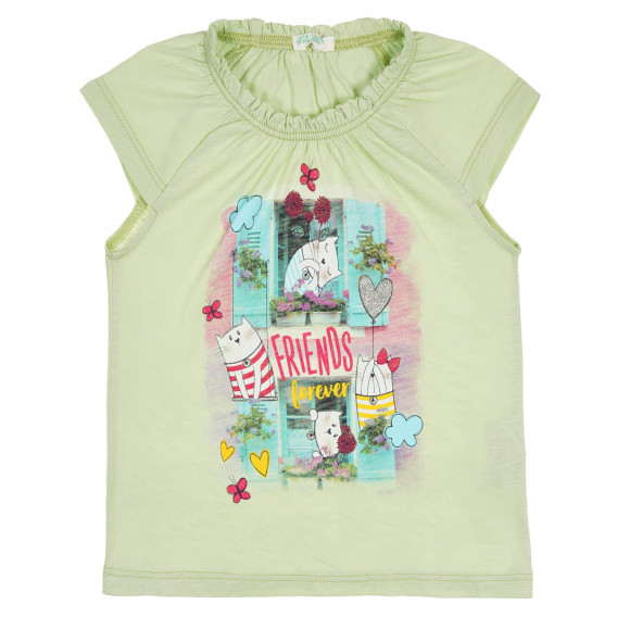 Βαμβακερό μπλουζάκι με γραφική εκτύπωση για ένα μωρό, σε πράσινο χρώμα Benetton 228892 