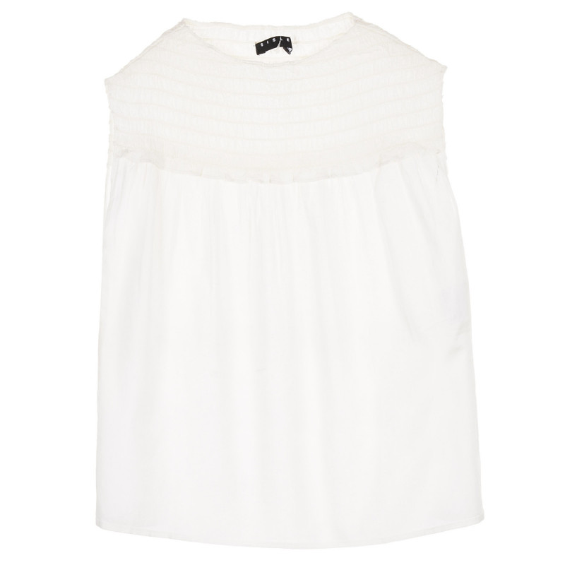 Αμάνικη βαμβακερή μπλούζα με ελαστική κορυφή, λευκή  228912