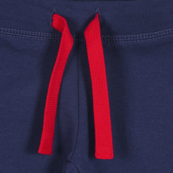 Βαμβακερό παντελόνι με το λογότυπο της μάρκας, σκούρο μπλε Benetton 228937 2