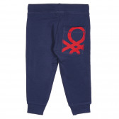 Βαμβακερό παντελόνι με το λογότυπο της μάρκας, σκούρο μπλε Benetton 228939 4