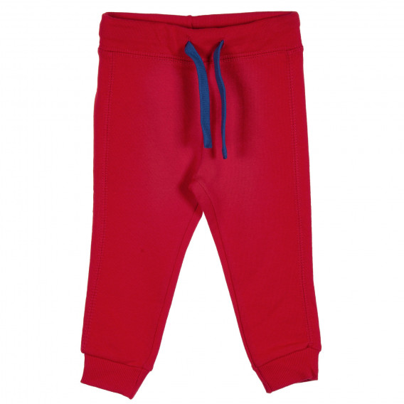 Βαμβακερό παντελόνι με το λογότυπο της μάρκας, κόκκινο Benetton 228940 