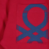 Βαμβακερό παντελόνι με το λογότυπο της μάρκας, κόκκινο Benetton 228942 3