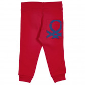 Βαμβακερό παντελόνι με το λογότυπο της μάρκας, κόκκινο Benetton 228943 4