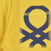 Βαμβακερό παντελόνι με το λογότυπο της μάρκας για ένα μωρό, κίτρινο Benetton 228966 3