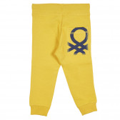 Βαμβακερό παντελόνι με το λογότυπο της μάρκας για ένα μωρό, κίτρινο Benetton 228967 4