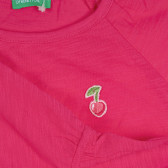 Βαμβακερό χιτώνα με απλικέ κεράσι, ροζ Benetton 228978 3