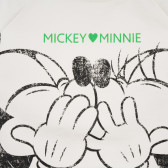 Βαμβακερή μπλούζα με τύπωμα Mickey και Minnie, λευκή Benetton 228991 2
