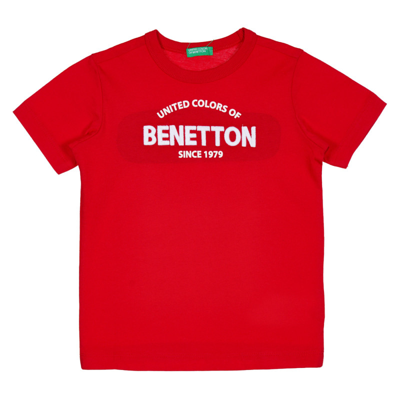 Βαμβακερό μπλουζάκι με την επιγραφή της μάρκας για ένα μωρό, κόκκινο  229081