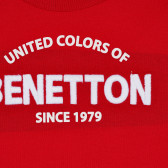 Βαμβακερό μπλουζάκι με την επιγραφή της μάρκας για ένα μωρό, κόκκινο Benetton 229082 2