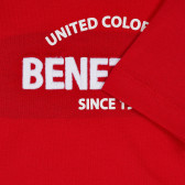 Βαμβακερό μπλουζάκι με την επιγραφή της μάρκας για ένα μωρό, κόκκινο Benetton 229083 3