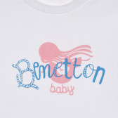 Βαμβακερό μπλουζάκι με επωνυμία, λευκή Benetton 229114 2