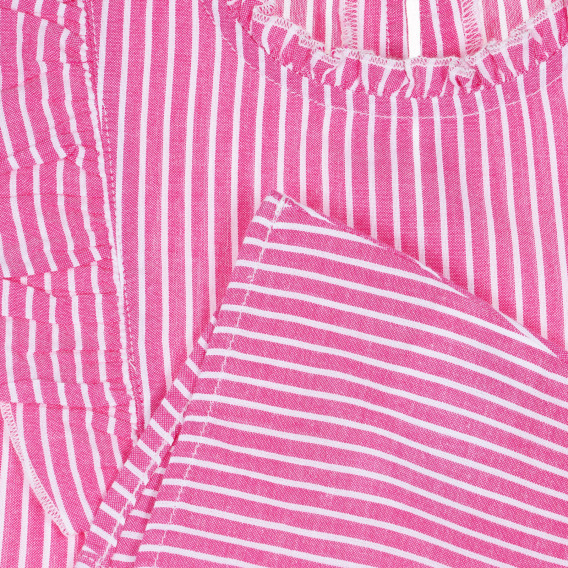 Αμάνικη βαμβακερή μπλούζα με μπούκλες σε άσπρες και ροζ ρίγες Benetton 229219 3