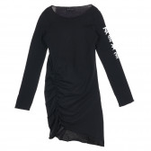 Μαύρο, βαμβακερό φόρεμα με λευκές λεπτομέρειες Sisley 229221 