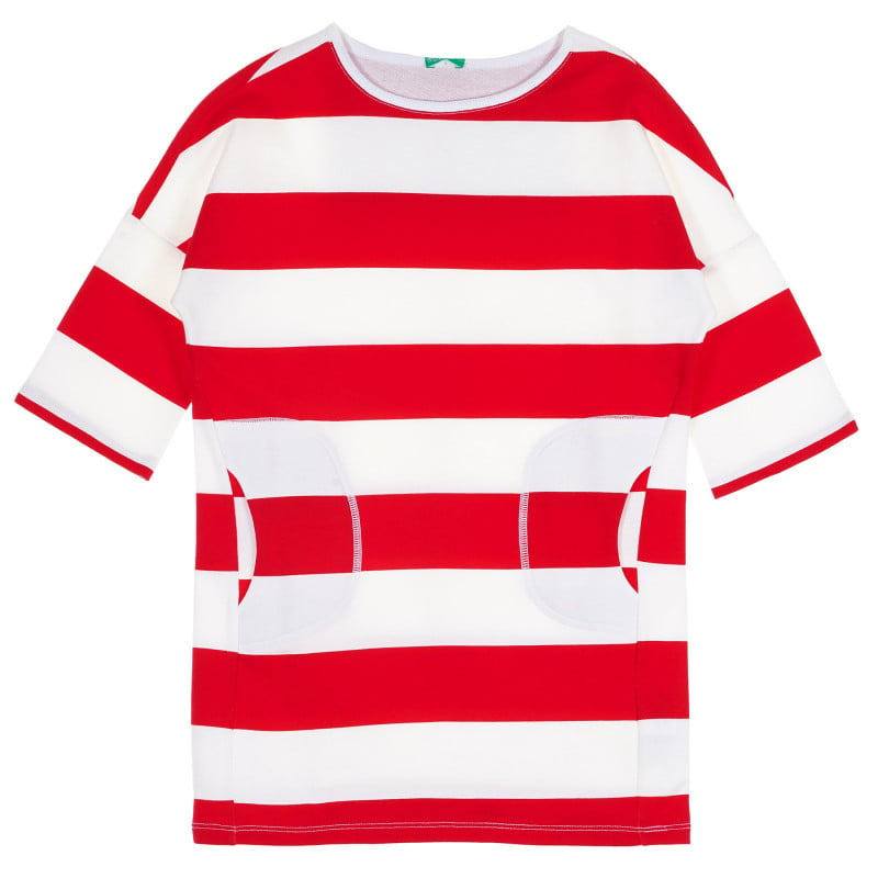 Βαμβακερή μπλούζα με 3/4 μανίκια σε κόκκινες και άσπρες ρίγες  229225