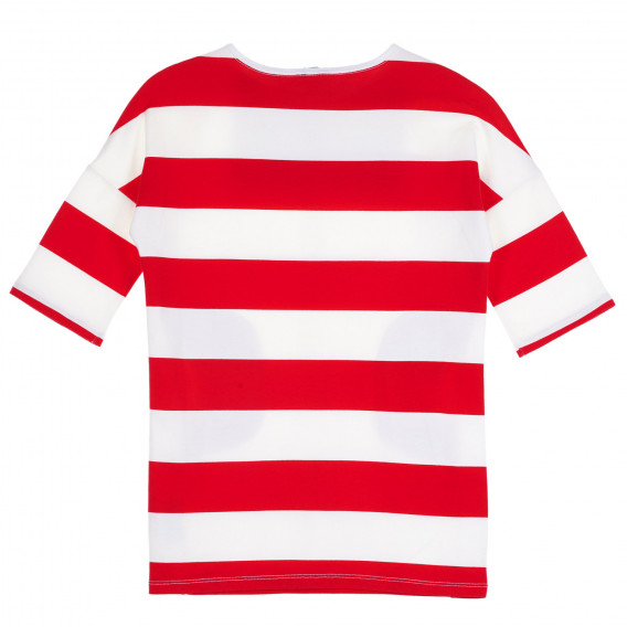 Βαμβακερή μπλούζα με 3/4 μανίκια σε κόκκινες και άσπρες ρίγες Benetton 229228 4