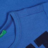 Βαμβακερό μπλουζάκι με την επιγραφή Great, blue Benetton 229250 3