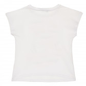 Βαμβακερό μπλουζάκι με γραφική εκτύπωση και επιγραφή Χαμένο σε ένα όνειρο, λευκό Benetton 229286 4