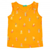 Βαμβακερή μπλούζα με μπούκλες για ένα μωρό, πορτοκαλί Benetton 229299 