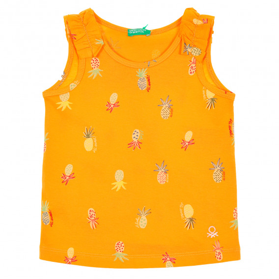 Βαμβακερή μπλούζα με μπούκλες για ένα μωρό, πορτοκαλί Benetton 229299 