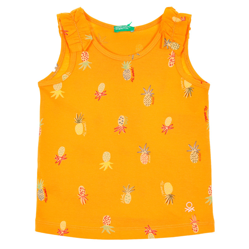 Βαμβακερή μπλούζα με μπούκλες για ένα μωρό, πορτοκαλί  229299