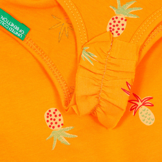 Βαμβακερή μπλούζα με μπούκλες για ένα μωρό, πορτοκαλί Benetton 229301 3