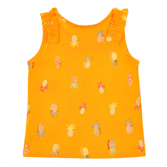 Βαμβακερή μπλούζα με μπούκλες για ένα μωρό, πορτοκαλί Benetton 229302 4