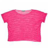 Πλεκτό μπλουζάκι, ροζ Benetton 229311 