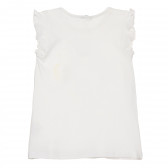 Βαμβακερή μπλούζα με επιγραφή και μπούκλες, λευκό Benetton 229325 4