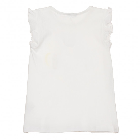 Βαμβακερή μπλούζα με επιγραφή και μπούκλες, λευκό Benetton 229325 4