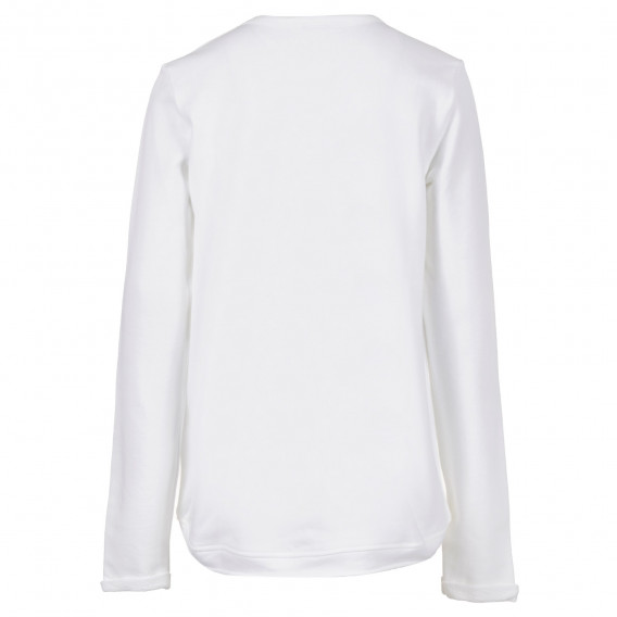 Μακρυμάνικη μπλούζα με επιγραφή, λευκή Benetton 229366 4