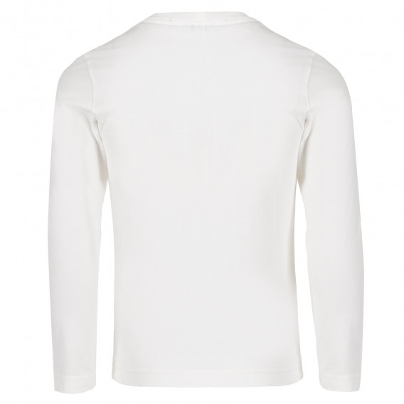 Βαμβακερή μπλούζα με απλικέ σχέδιο, λευκή Benetton 229370 4