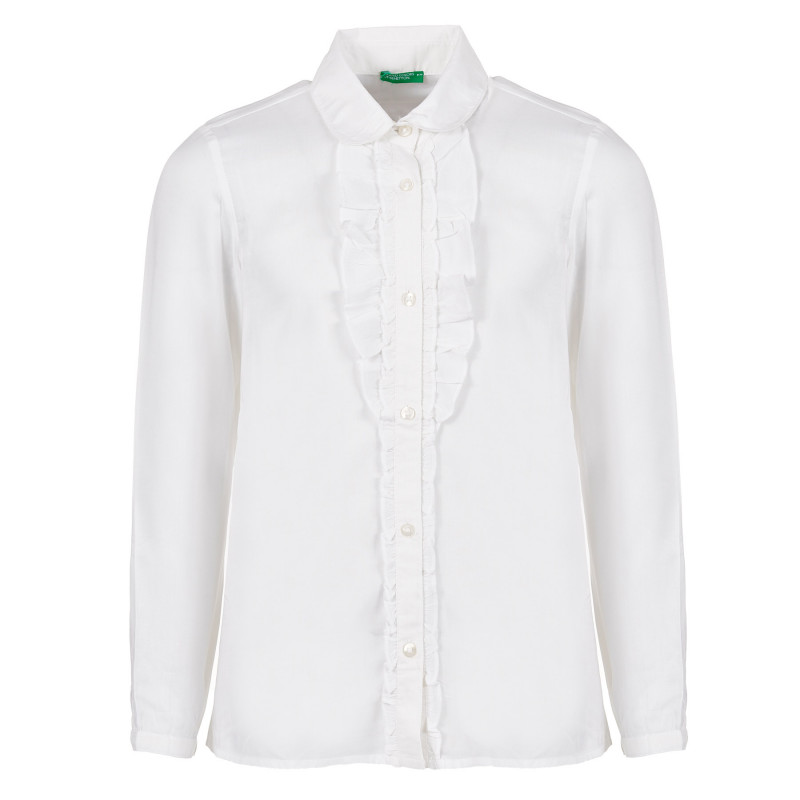Μακρυμάνικο, λευκό πουκάμισο με βολάν  229372