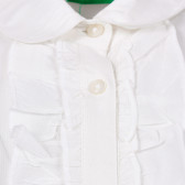 Μακρυμάνικο, λευκό πουκάμισο με βολάν Benetton 229373 2