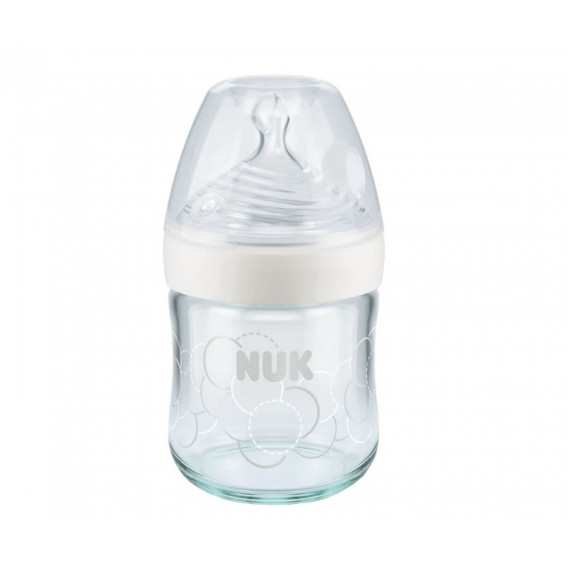 Γυάλινο μπουκάλι Nature Sense με πιπίλα αργής ροής 0-6 μηνών, 120 ml. NUK 229416 