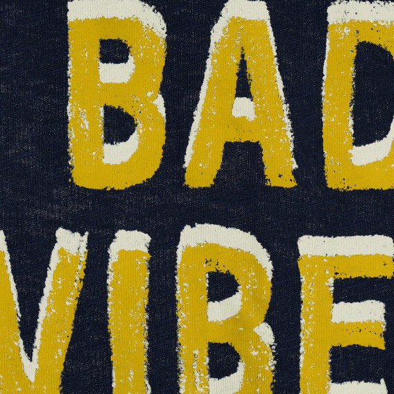 Βαμβακερό μπλουζάκι με επιγραφή No bad vibes, σκούρο μπλε Benetton 229451 2