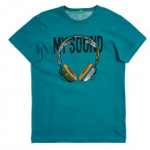 Βαμβακερό μπλουζάκι με πούλιες απλικέ, μπλε Benetton 229484 