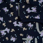 Βαμβακερό μπλουζάκι με floral τύπωμα και επιγραφή, μπλε Benetton 229501 3