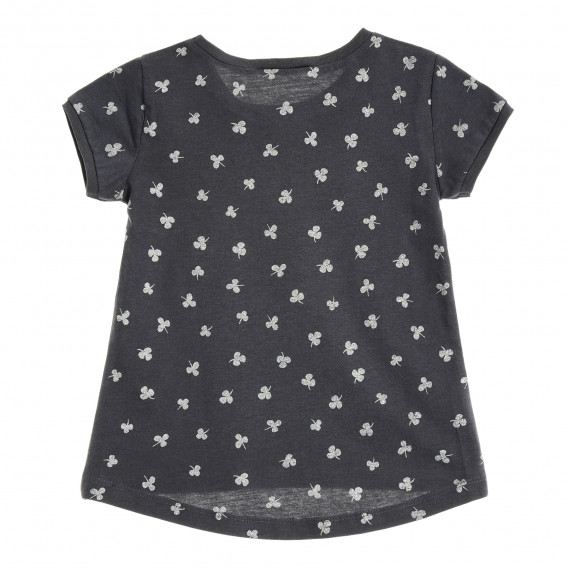 Βαμβακερό μπλουζάκι με λουλουδάτη εκτύπωση για μωρό, γκρι Benetton 229529 4