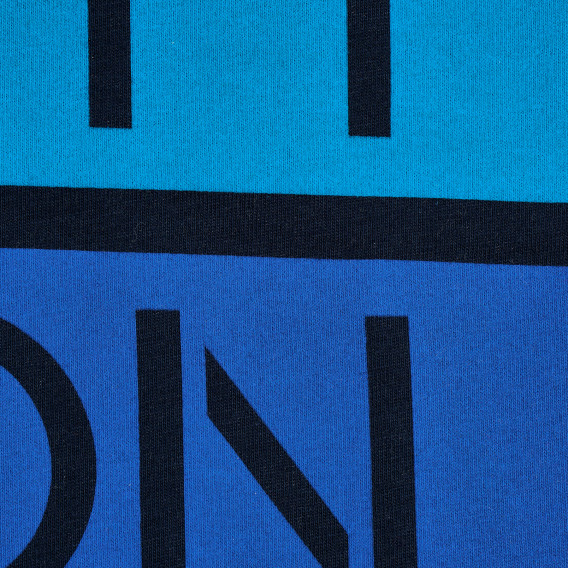 Βαμβακερό μπλουζάκι με πολύχρωμη επιγραφή της μάρκας, μπλε Benetton 229558 2