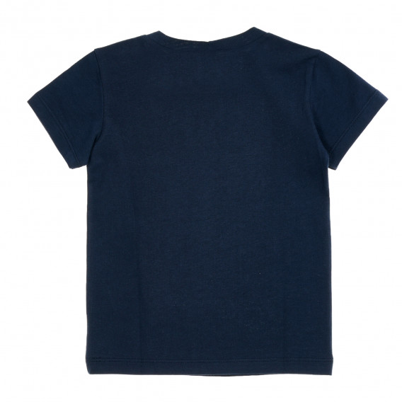 Βαμβακερό μπλουζάκι με πολύχρωμη επιγραφή της μάρκας, μπλε Benetton 229560 4