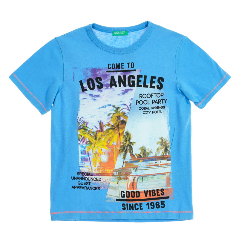 Βαμβακερό μπλουζάκι με γραφική εκτύπωση, σε μπλε χρώμα  229569