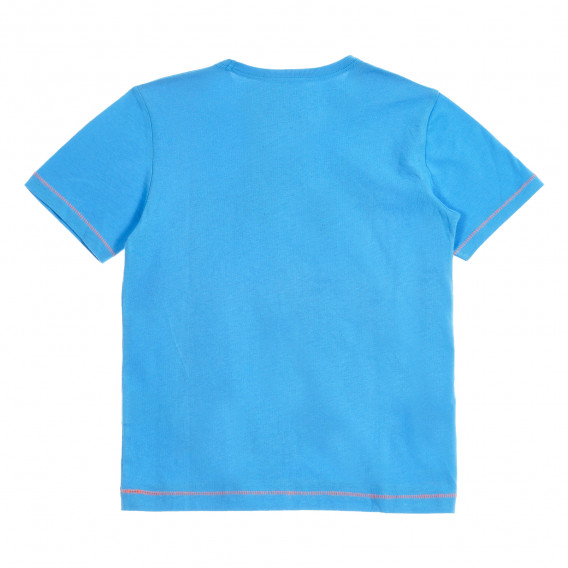 Βαμβακερό μπλουζάκι με γραφική εκτύπωση, σε μπλε χρώμα Benetton 229572 4
